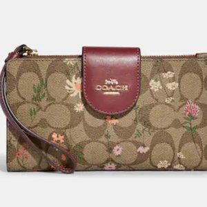 Coach Tech Wallet In Signature Canvas With Wildflower Print